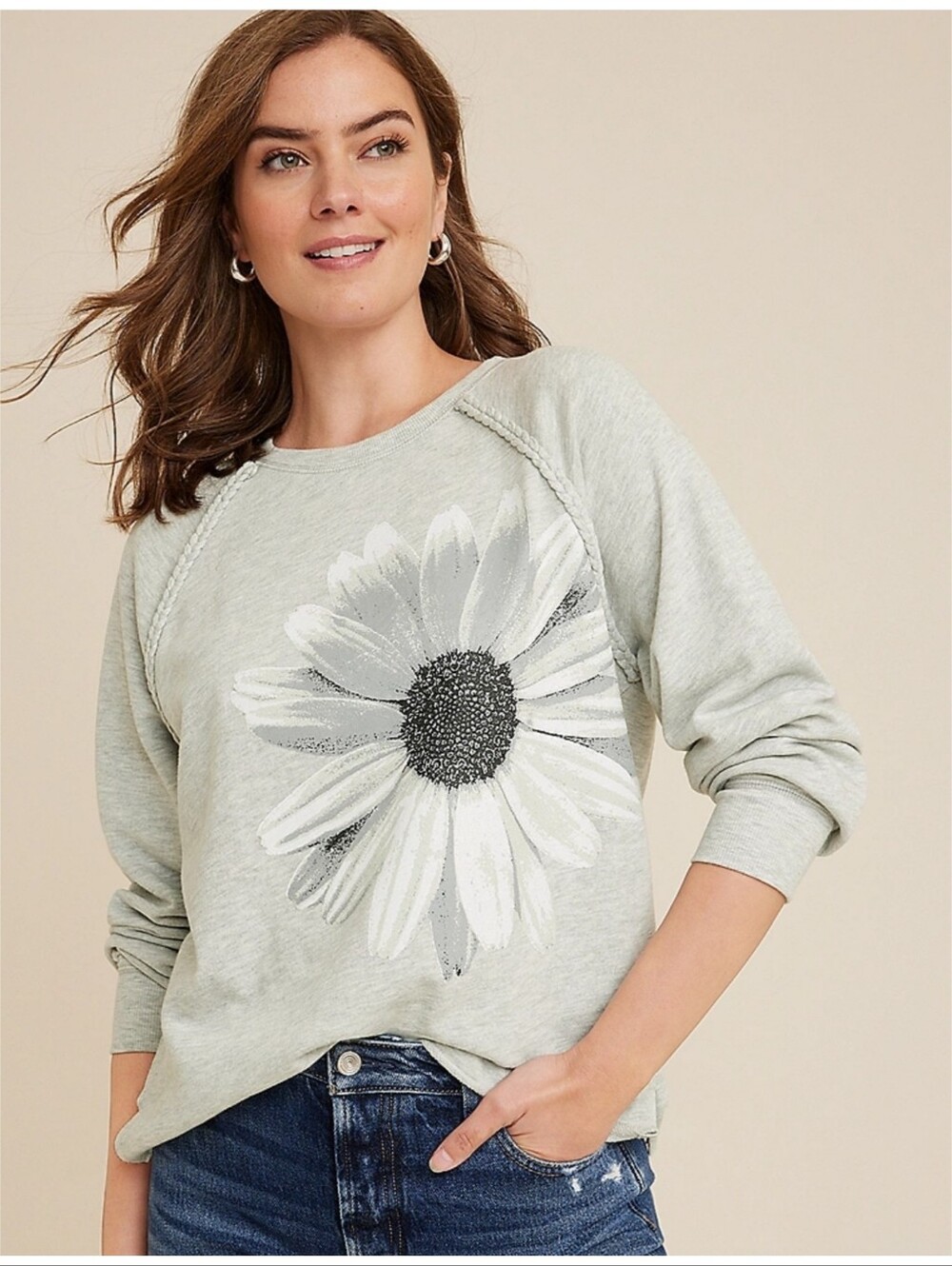 Mauruces Sunflower Relaxed Fit Sweatshirt Gray Size M